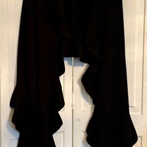 Elegant Black Ruffled Scarf - Shoulder Wrap